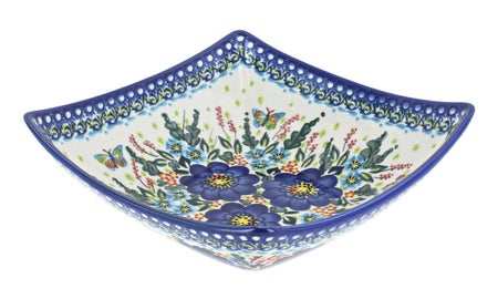 Vena Garden of Blue Medium Serving Piece — Polish Pottery