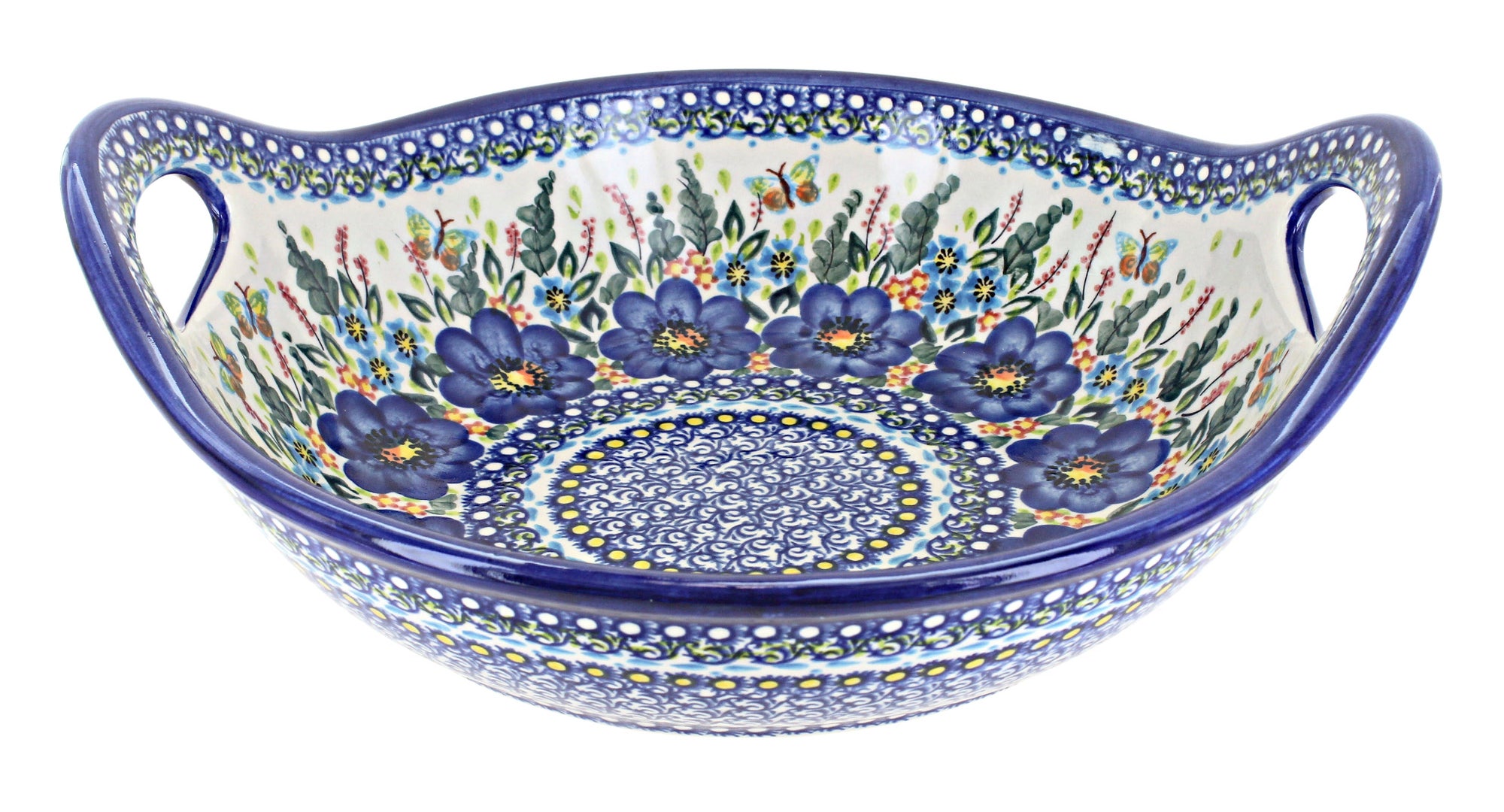 Vena Garden of Blue Large Serving Piece — Polish Pottery