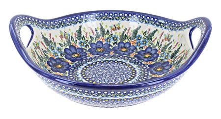 Vena Garden of Blue Large Serving Piece — Polish Pottery