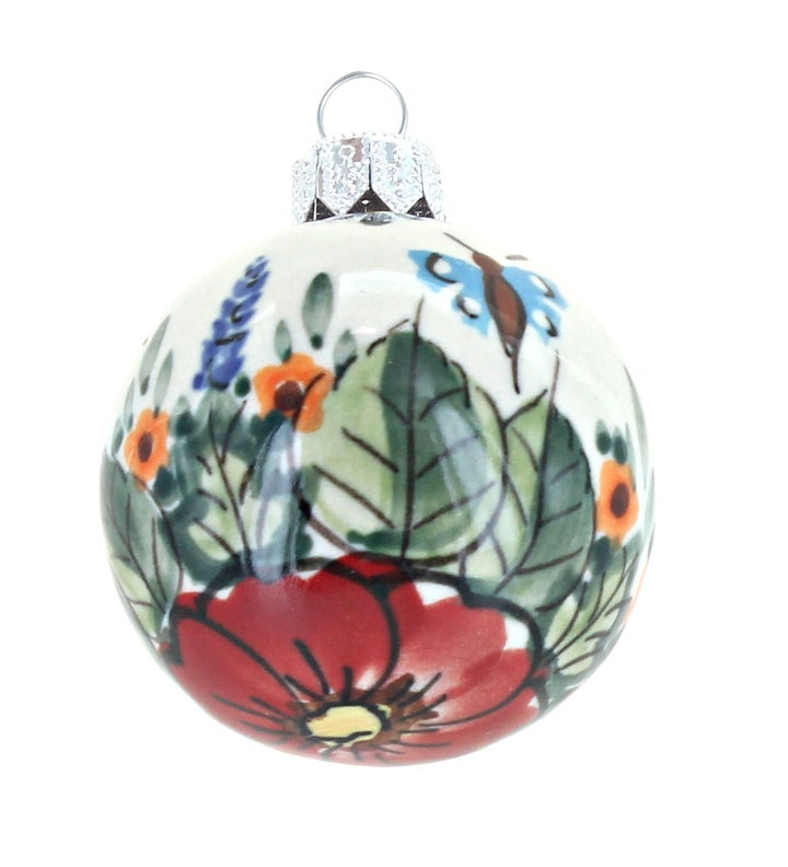 Zaklady Floral Butterfly Small Christmas Ball — Polish Pottery