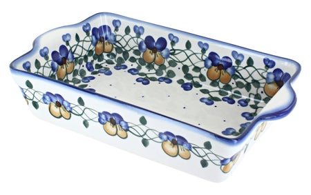WR Unikat Pansies Loaf Baker — Polish Pottery