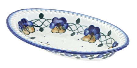WR Unikat Pansies Small Serving Piece — Polish Pottery