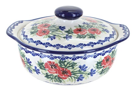 WR Unikat Cherry Red Bouquet Medium Bakeware — Polish Pottery