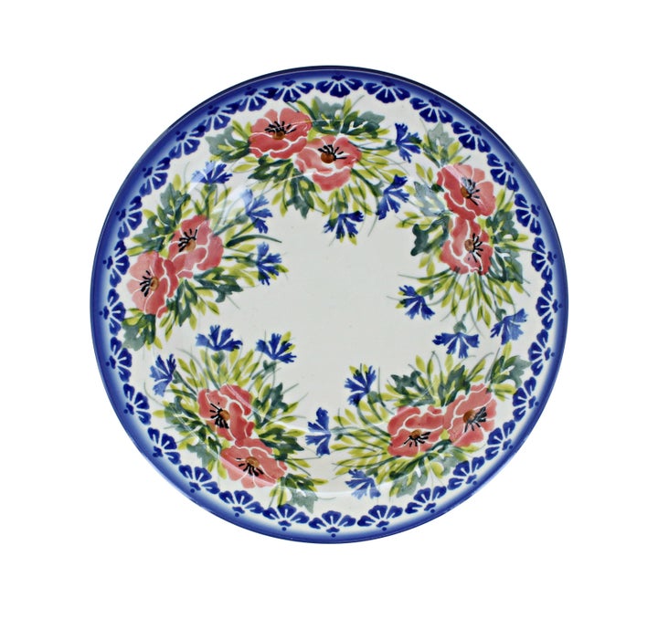 WR Unikat Cherry Red Bouquet Dining Plates & Bowls — Polish Pottery