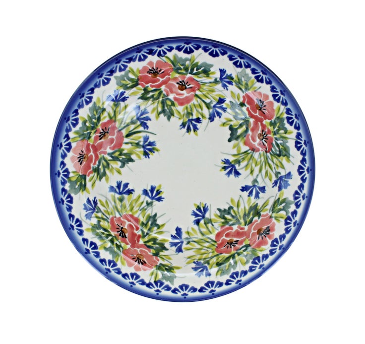 Detail image of WR Unikat Cherry Red Bouquet Dining Plates & Bowls — Polish Pottery