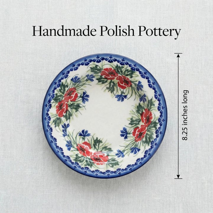 WR Unikat Cherry Red Bouquet Dining Plates & Bowls — Polish Pottery