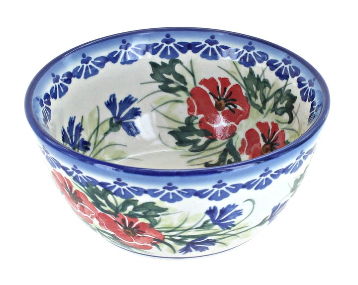 WR Unikat Cherry Red Bouquet Dining Plates & Bowls — Polish Pottery
