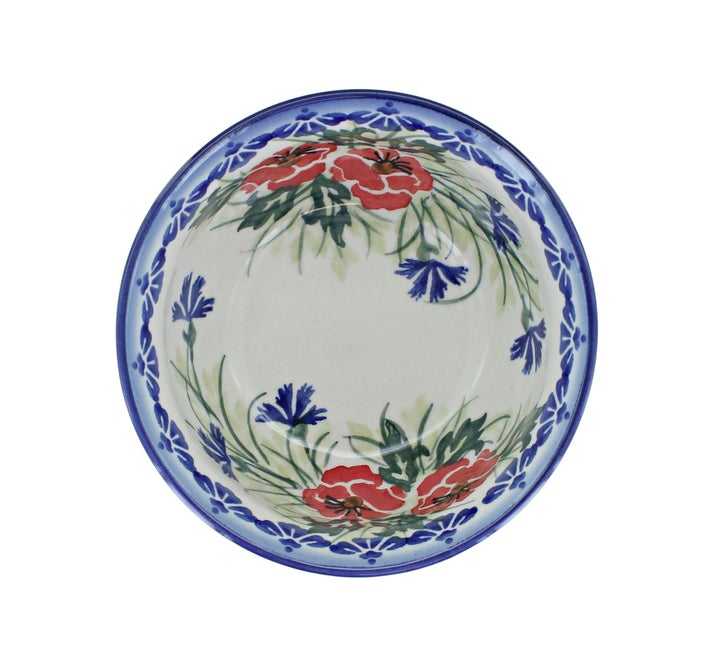 WR Unikat Cherry Red Bouquet Dining Plates & Bowls — Polish Pottery