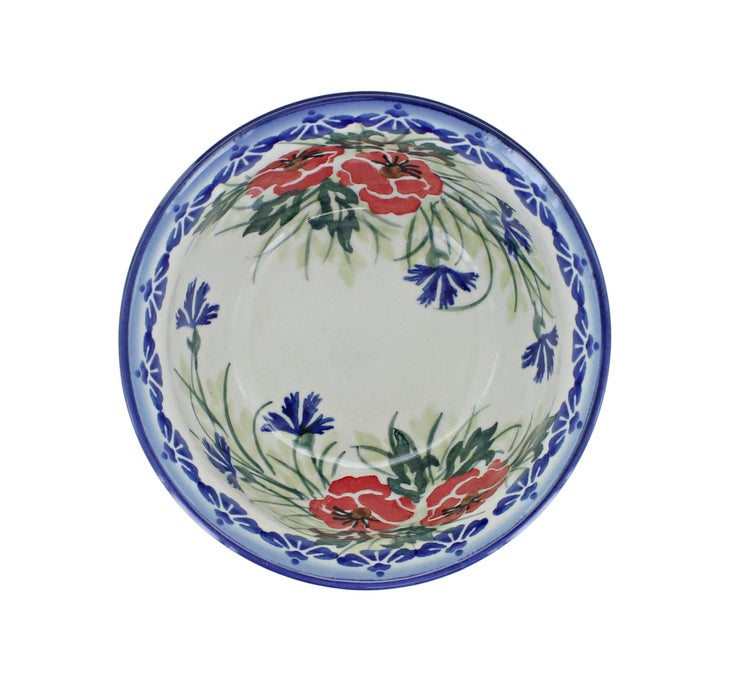 Detail image of WR Unikat Cherry Red Bouquet Dining Plates & Bowls — Polish Pottery