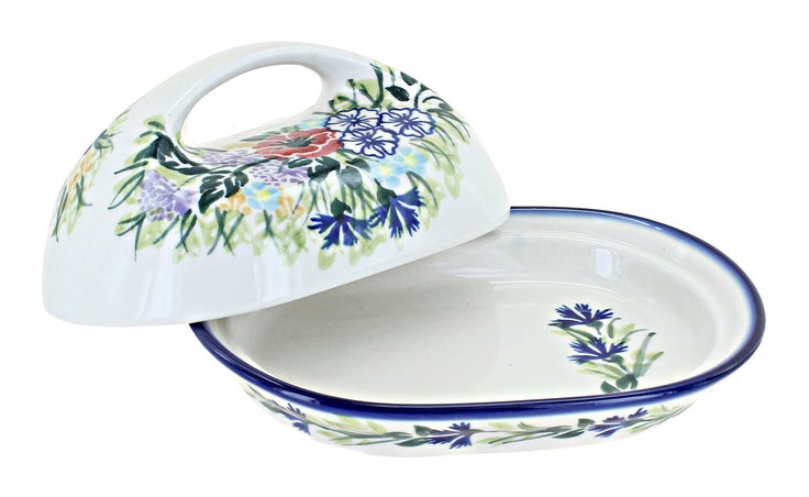Detail image of WR Unikat Summer Garden Butter Dish — Polish Pottery