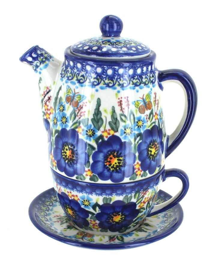 Vena Garden of Blue Teapot — Polish Pottery