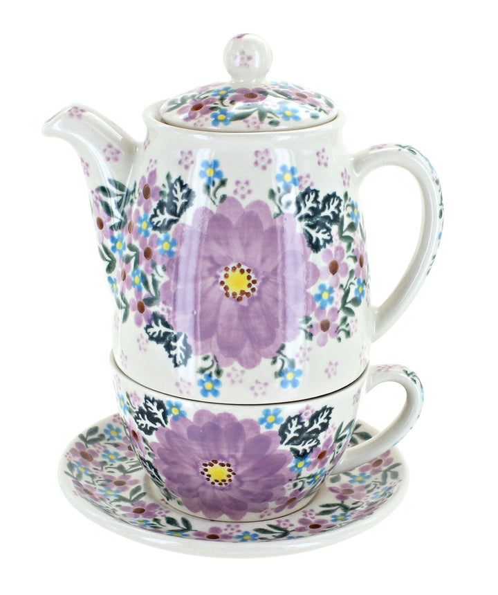 Vena Lilac Garden Teapot — Polish Pottery