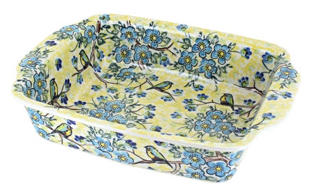 Vena Bluebird Garden Medium Bakeware — Polish Pottery