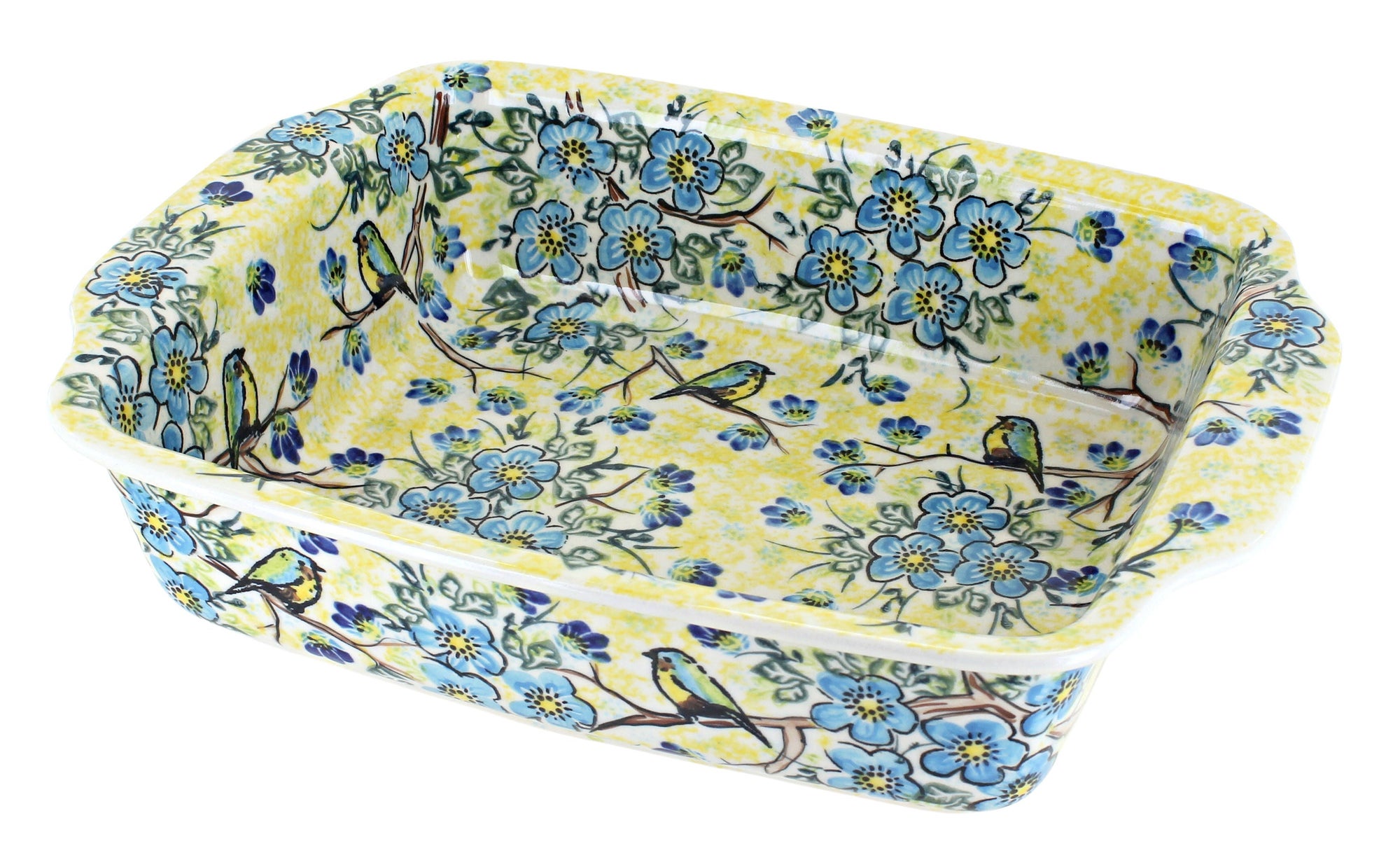 Vena Bluebird Garden Medium Bakeware — Polish Pottery
