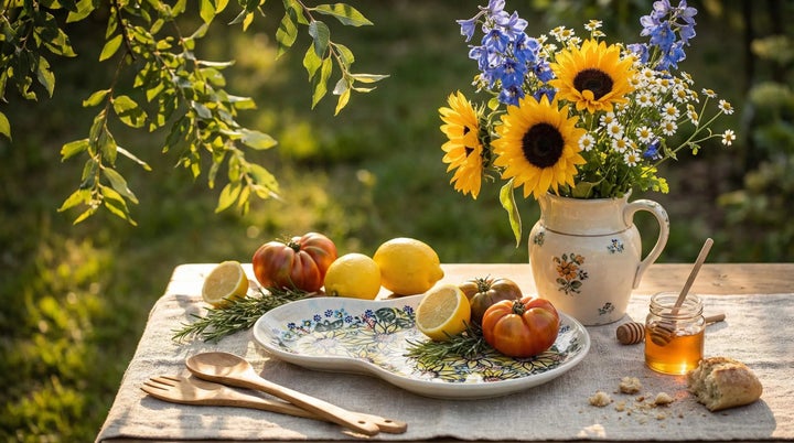 Vena Sunflower Maze Dining Plates & Bowls — Polish Pottery