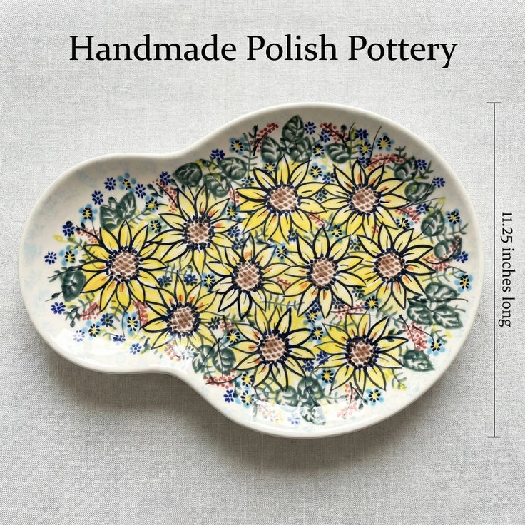 Detail image of Vena Sunflower Maze Dining Plates & Bowls — Polish Pottery
