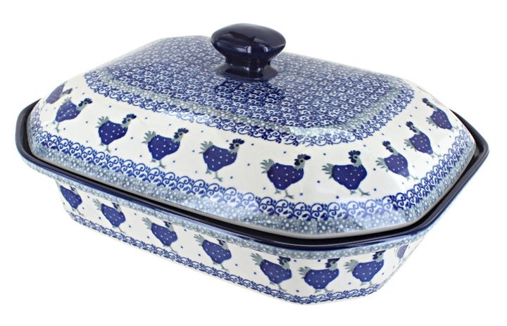 Ceramika Artystyczna Barnyard Rooster Large Bakeware — Polish Pottery