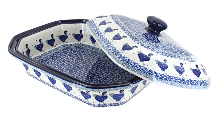Ceramika Artystyczna Barnyard Rooster Large Bakeware — Polish Pottery