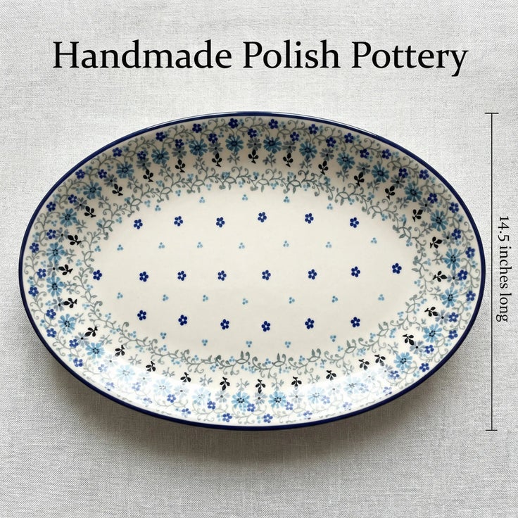 Detail image of Ceramika Artystyczna Celeste Large Serving Piece — Polish Pottery