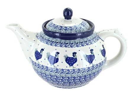 Ceramika Artystyczna Barnyard Rooster Teapot — Polish Pottery