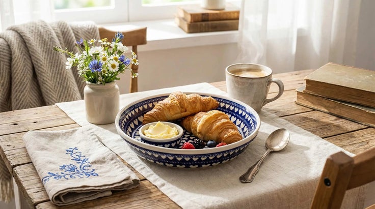 Detail image of Zaklady Valentina Pie Plate — Polish Pottery