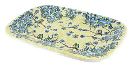 Vena Bluebird Garden Large Serving Piece — Polish Pottery