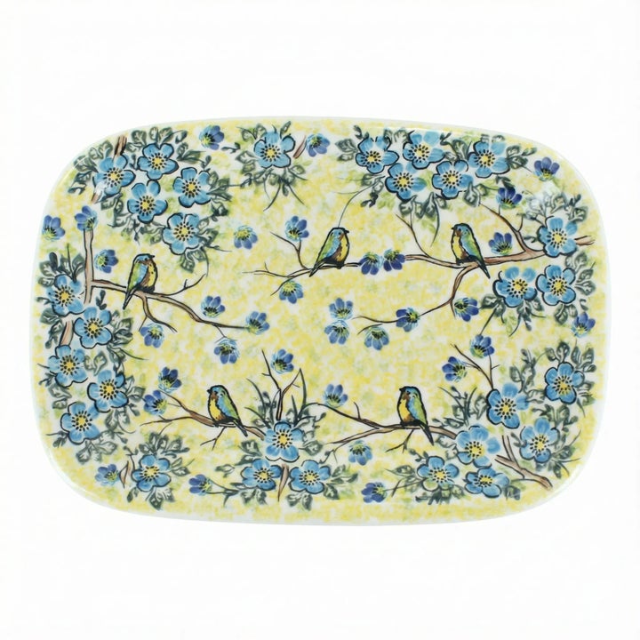 Vena Bluebird Garden Large Serving Piece — Polish Pottery