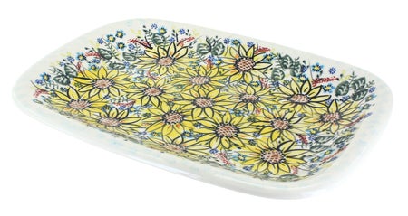 Vena Sunflower Maze Large Serving Piece — Polish Pottery