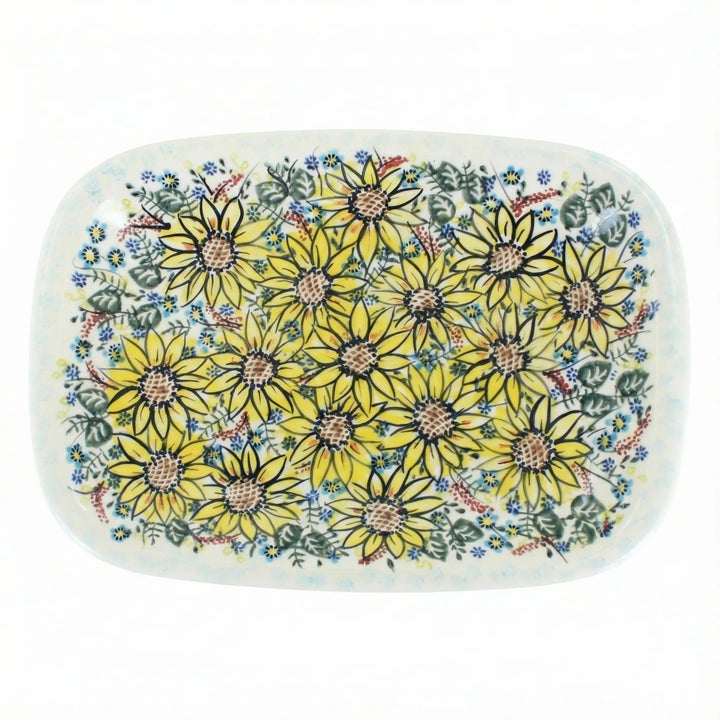 Vena Sunflower Maze Large Serving Piece — Polish Pottery