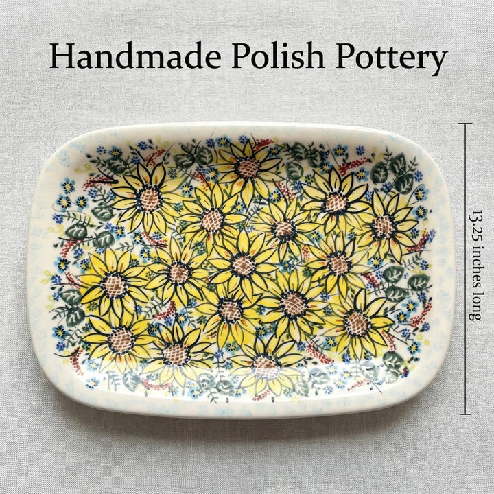 Vena Sunflower Maze Large Serving Piece — Polish Pottery