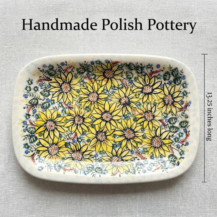 Detail image of Vena Sunflower Maze Large Serving Piece — Polish Pottery