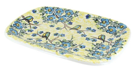 Vena Bluebird Garden Medium Serving Piece — Polish Pottery