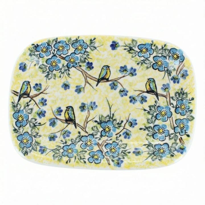 Vena Bluebird Garden Medium Serving Piece — Polish Pottery