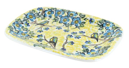 Vena Bluebird Garden Small Serving Piece — Polish Pottery