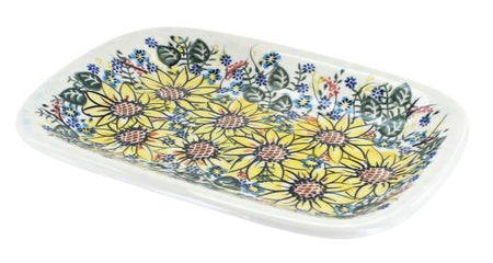 Vena Sunflower Maze Small Serving Piece — Polish Pottery