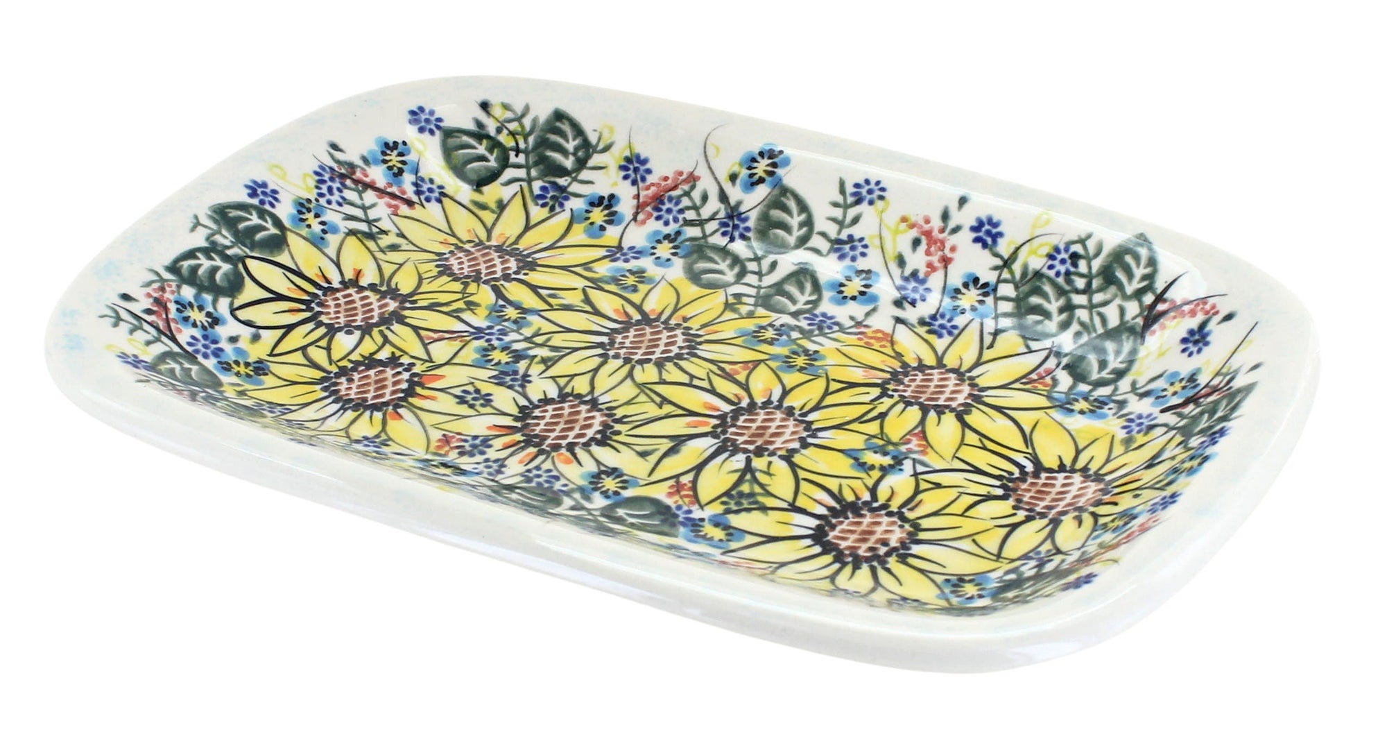 Vena Sunflower Maze Small Serving Piece — Polish Pottery