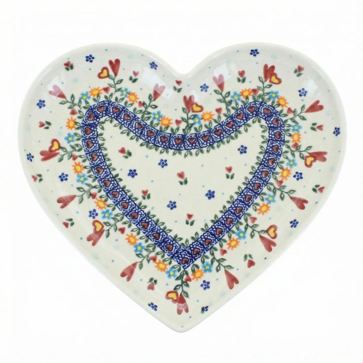 Detail image of Vena Hearts & Flowers Décor — Polish Pottery