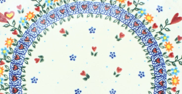 Detail image of Vena Hearts & Flowers Décor — Polish Pottery