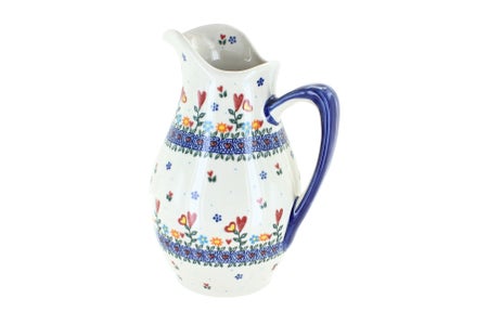 Vena Hearts & Flowers Pitcher — Polish Pottery