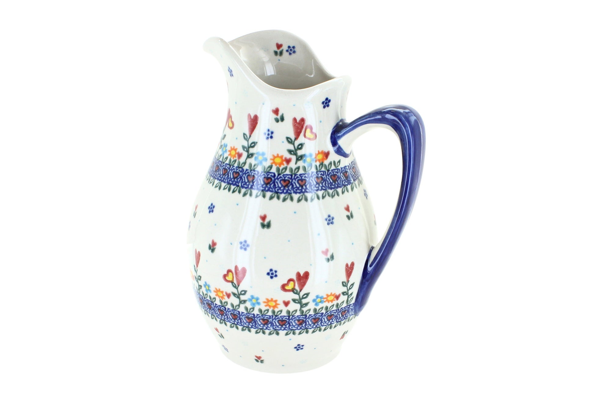 Vena Hearts & Flowers Pitcher — Polish Pottery