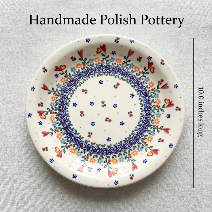 Detail image of Vena Hearts & Flowers Dining Plates & Bowls — Polish Pottery