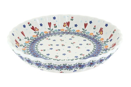 Vena Hearts & Flowers Pie Plate — Polish Pottery