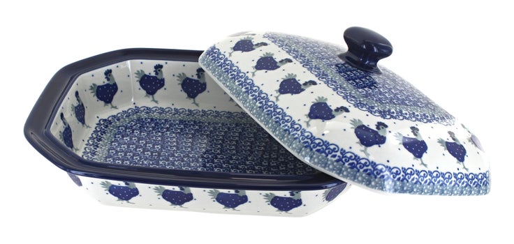 Detail image of Ceramika Artystyczna Barnyard Rooster Medium Bakeware — Polish Pottery