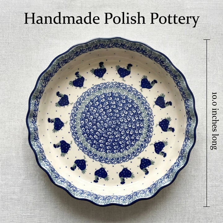 Ceramika Artystyczna Barnyard Rooster Pie Plate — Polish Pottery