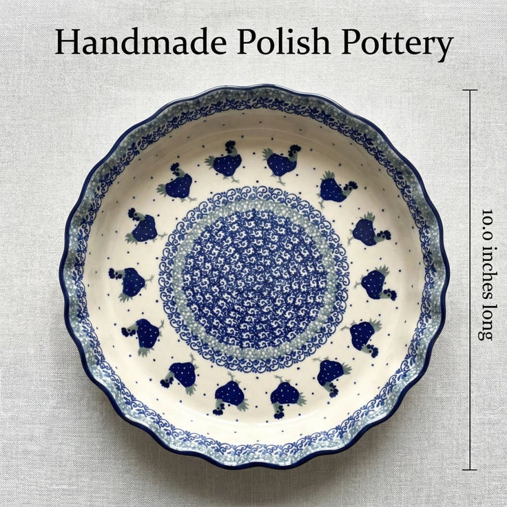 Detail image of Ceramika Artystyczna Barnyard Rooster Pie Plate — Polish Pottery