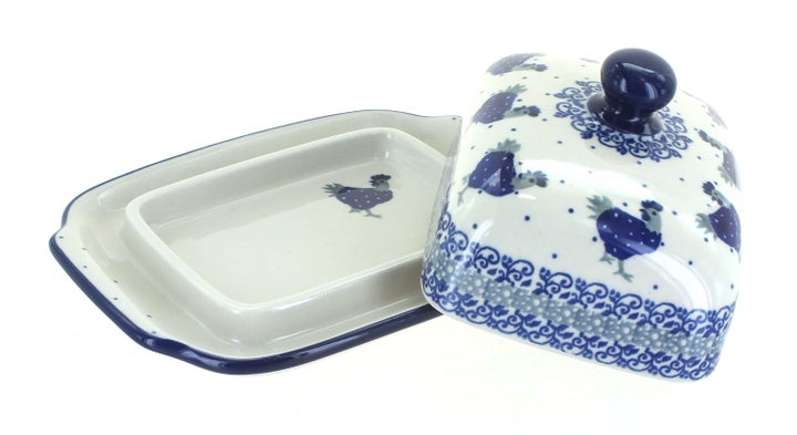 Ceramika Artystyczna Barnyard Rooster Butter Dish — Polish Pottery