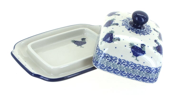 Detail image of Ceramika Artystyczna Barnyard Rooster Butter Dish — Polish Pottery
