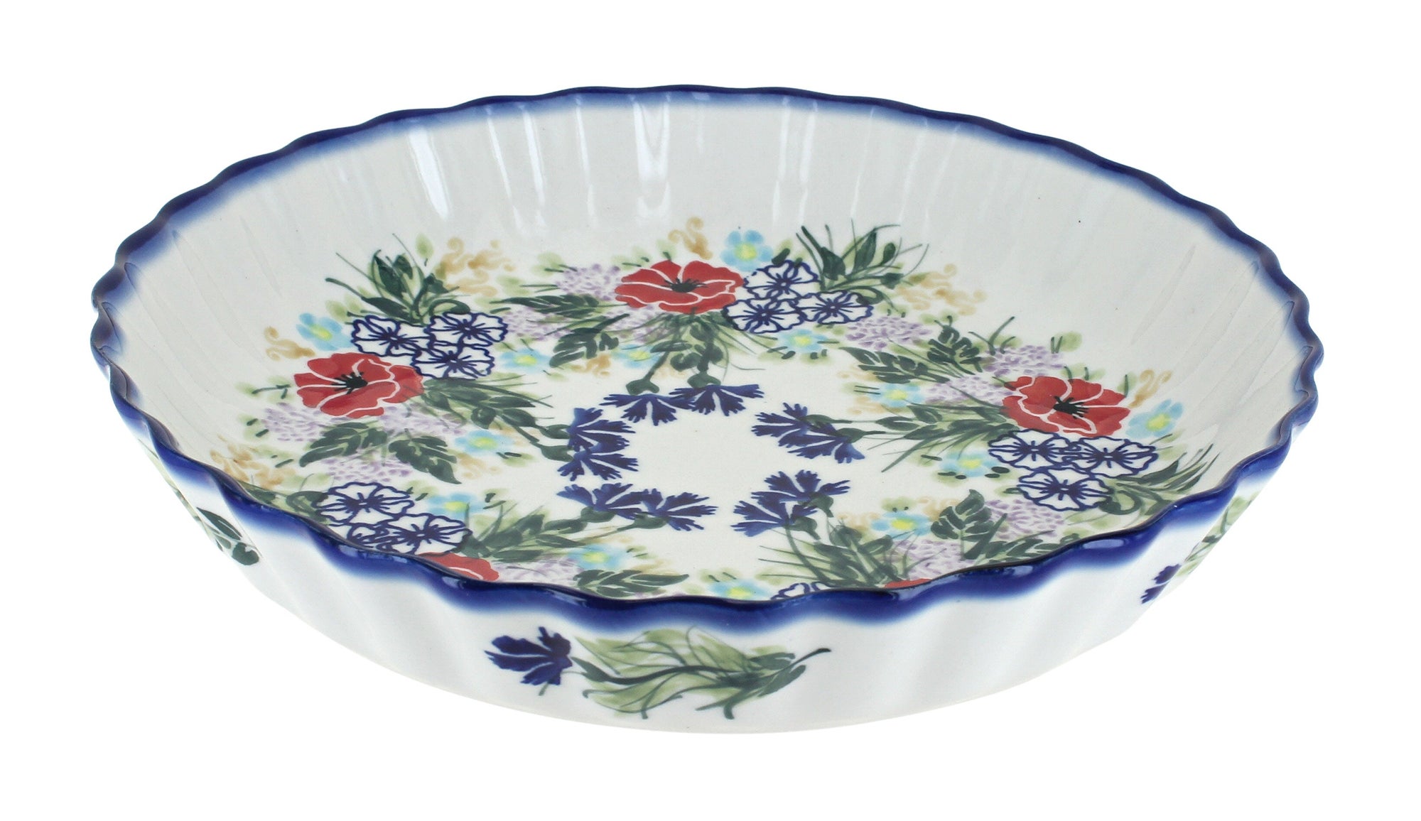 WR Unikat Summer Garden Pie Plate — Polish Pottery