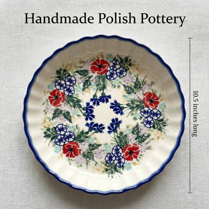 Detail image of WR Unikat Summer Garden Pie Plate — Polish Pottery