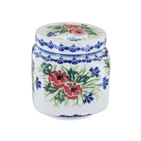 WR Unikat Cherry Red Bouquet Counter Storage — Polish Pottery